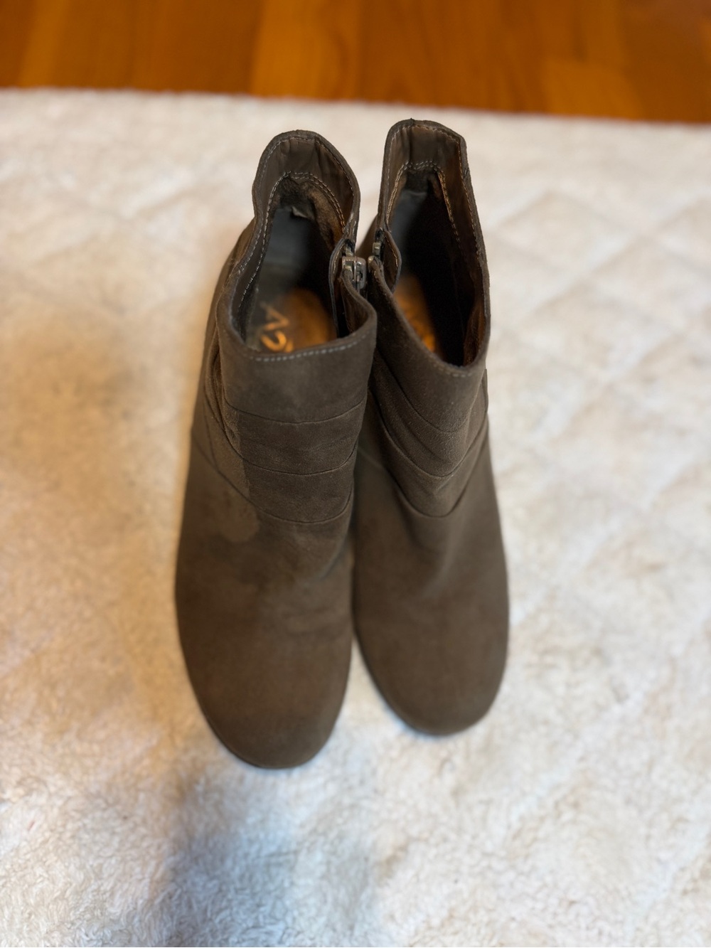 AEROSOLES Brown Suede Ankle Booties with Side Zip